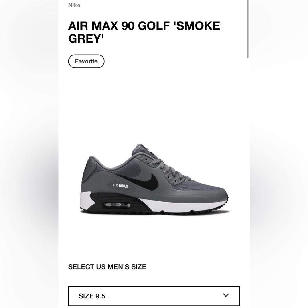 Smoke Grey Nike Air Max 90 G Golf Shoes. Worn once!